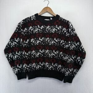 Vinage Bask Sweater men's medium Black Red Geometric Grandpa Hip Hop Grunge 90s